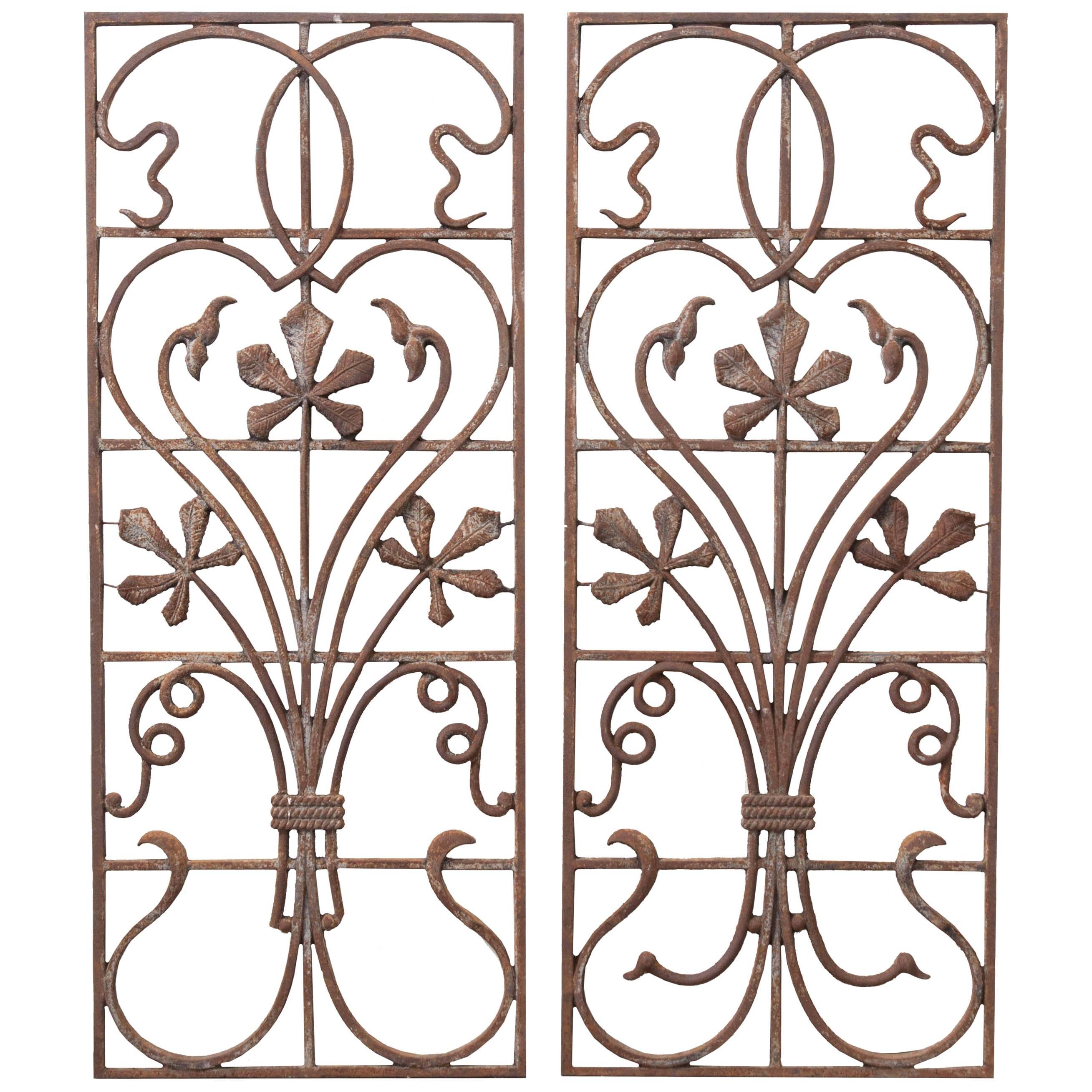 Pair of Early 20th Century Art Nouveau Wrought Iron Panels