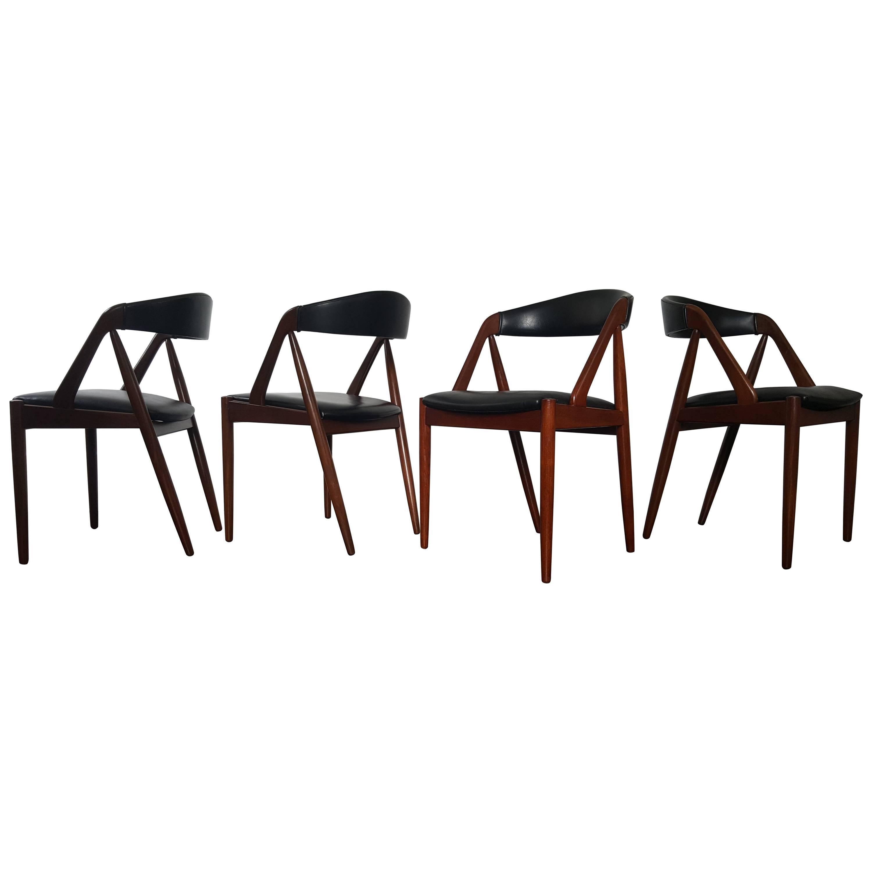 Four Kai Kristiansen Model 31 Teak 'A' Frame Dining Chairs for Schou Andersen