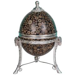 Retro Maitland-Smith Inlaid Egg Form Silver Plate Mounted Box