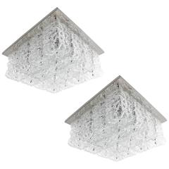Limburg Flush Mount Lights or Sconces, Glass and Chrome, 1970