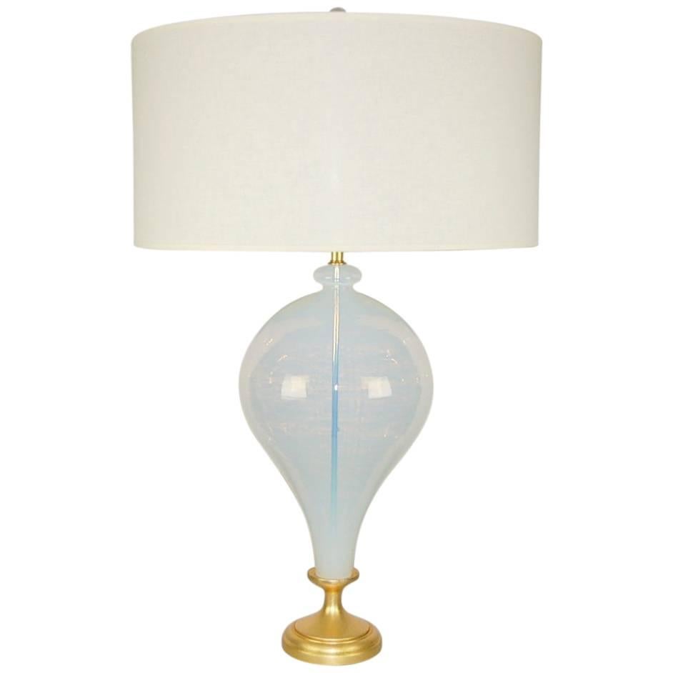 White Opaline Vintage Murano Table Lamp by Marbro For Sale