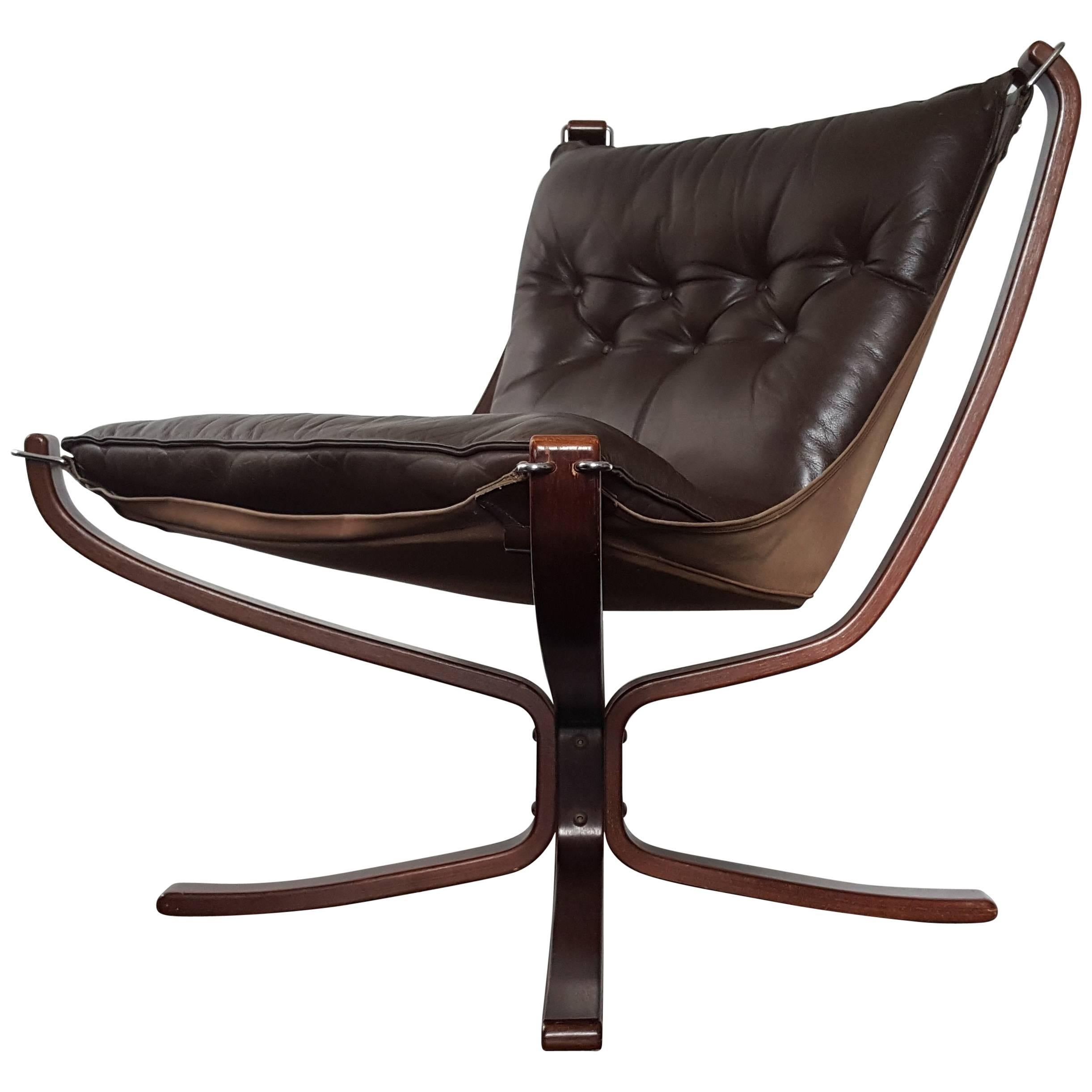 Vintage Low-Backed X-Framed Sigurd Ressell Designed Falcon Chair, 1970s