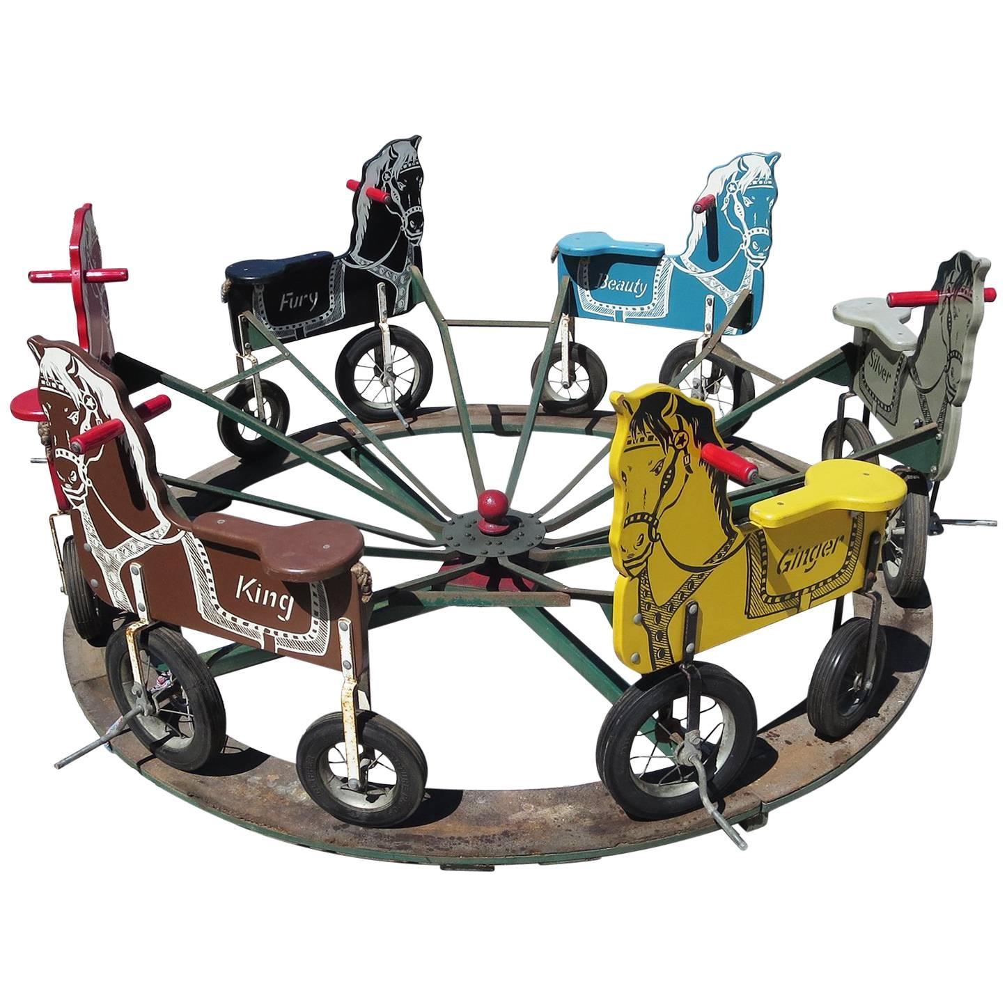 Children's Carnival Painted Pedal Horse Carousel