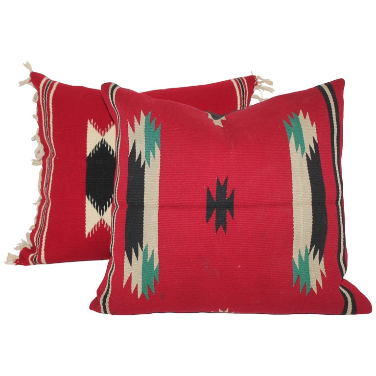 Pair of German Town Indian Weaving Pillows For Sale