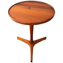 Hans Andersen Solid Teak Turned Round Side Table with Tripod Base 2