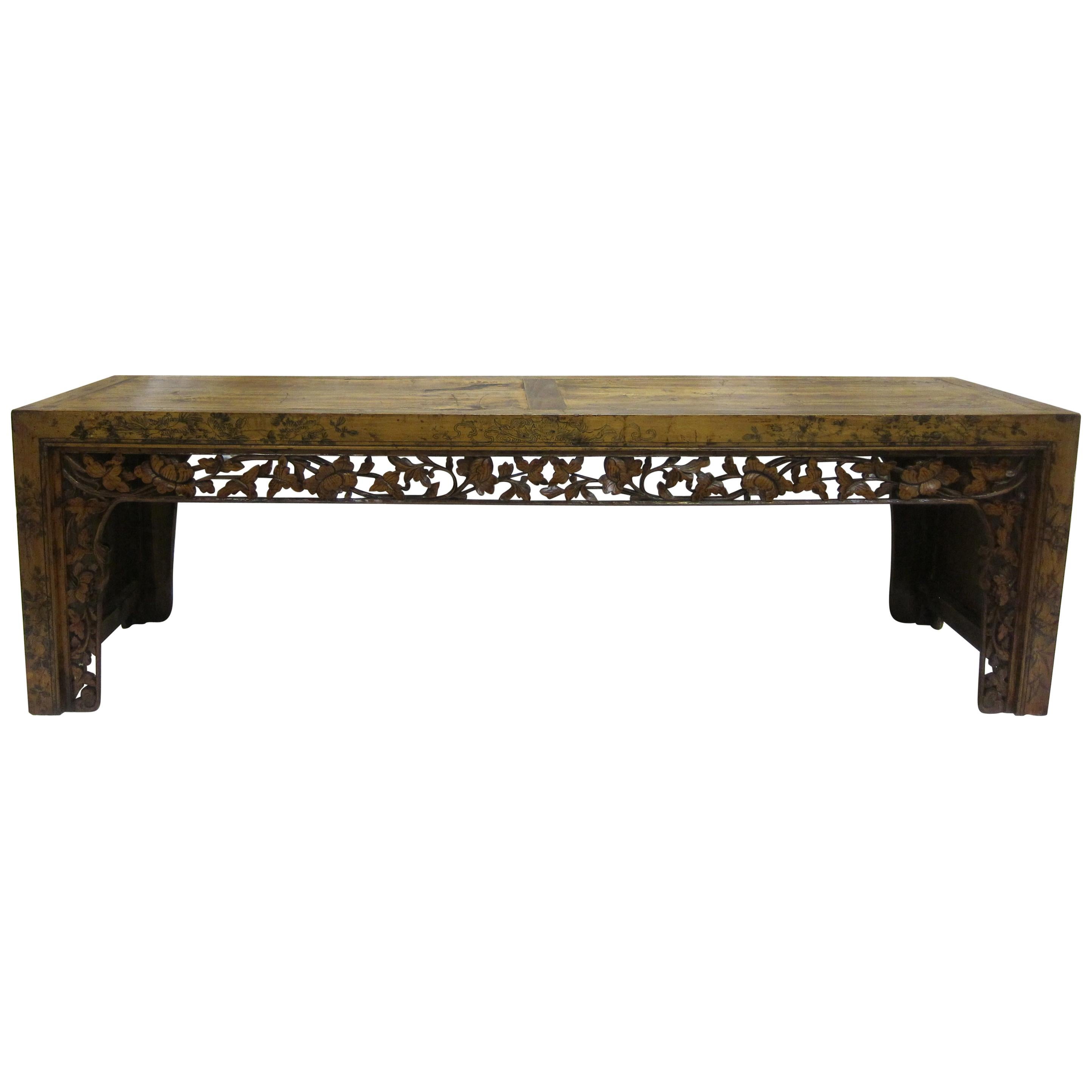 19th Century Carved Low Table Bench