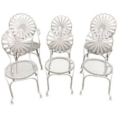 Set of Six Sunburst Back Garden Chairs, by Francois Carré