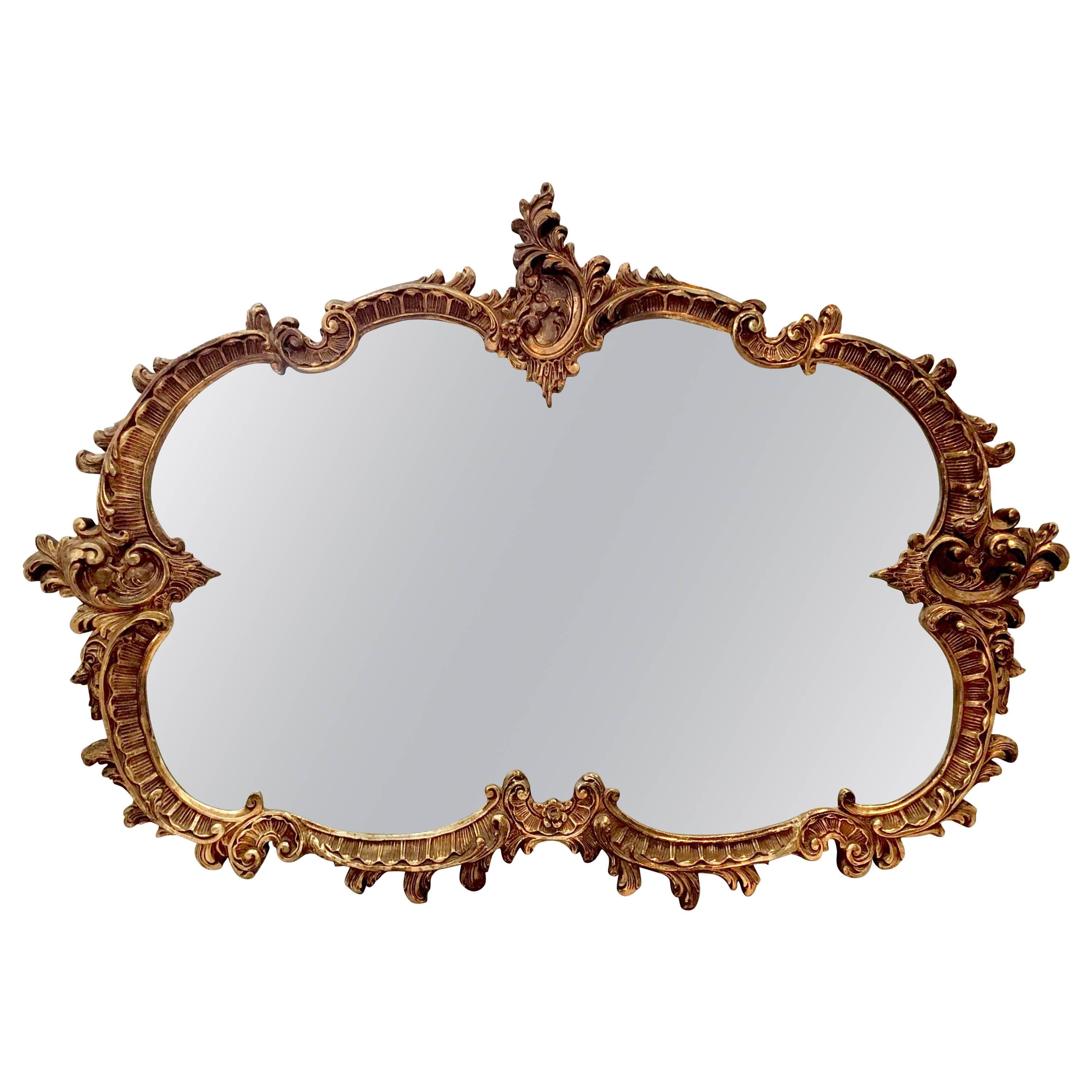 20th Century Monumental French Baroque Style Ornate Gold Gilt Mirror For Sale