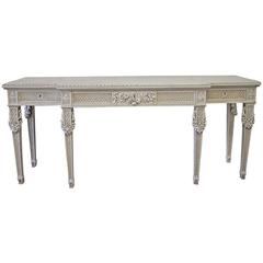 Large 19th Century Antique French Neoclassical Carved and Painted Console Table