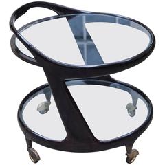 Elegant Cesare Lacca Oval Bar Cart, Italy, 1950