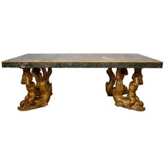 Grand Italian Marble and Carved Gilt Stucco Dining Table