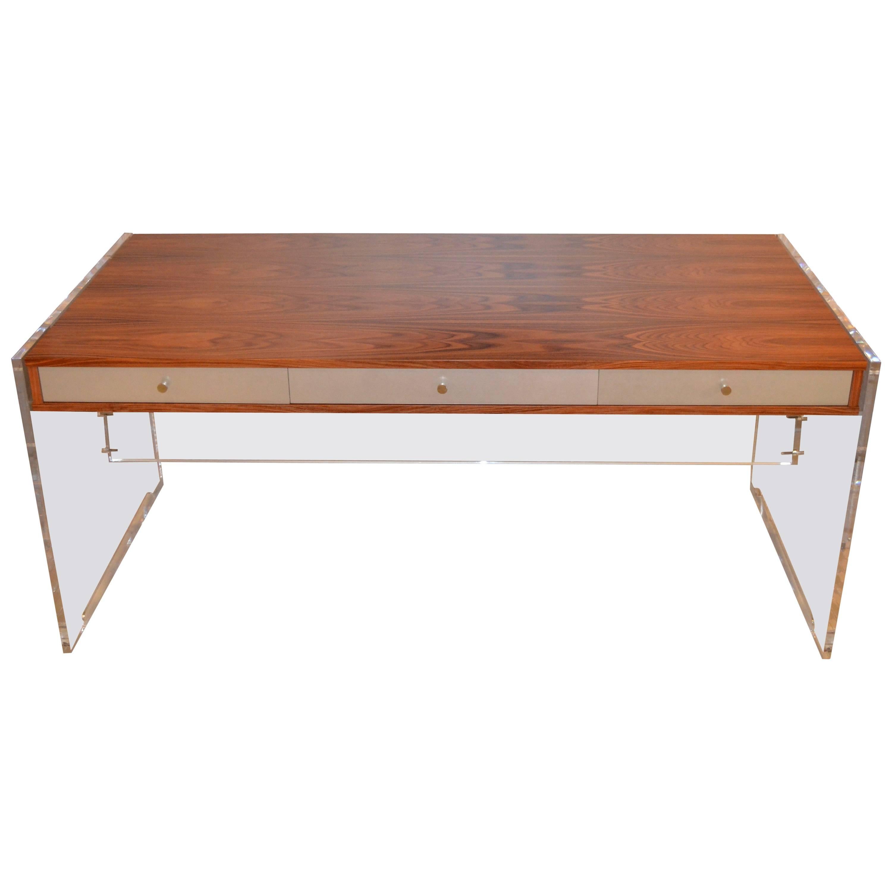 Poul Norreklit Desk in Rosewood and Lucite