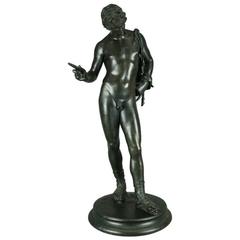Classical Bronze Sculpture "Narciso, after the Antique" by Gemito, circa 1880
