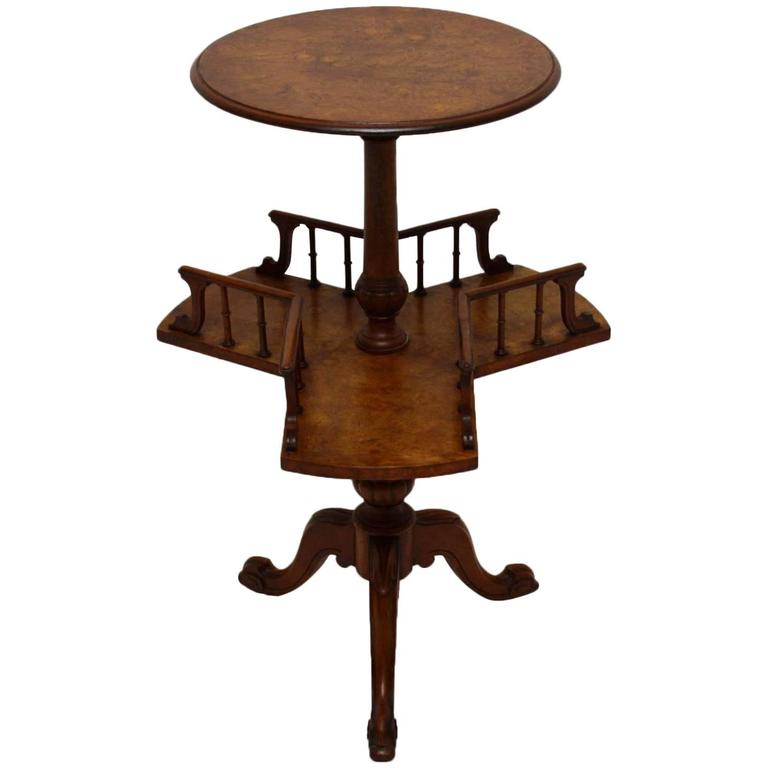Antique Victorian Burr Walnut Revolving Bookcase / Table at 1stDibs