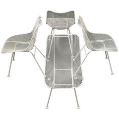 Woodard White Patio Side Chairs, Set of Four Mid Century Bertoia Herman Miller 