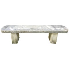 Large 19th Century French Limestone Bench with Rounded Edges
