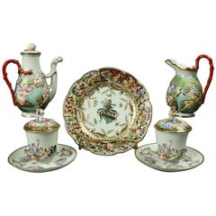 Seven pieces Antique Italian Porcelain Figural Capodimonte Tea Set, Posiedon