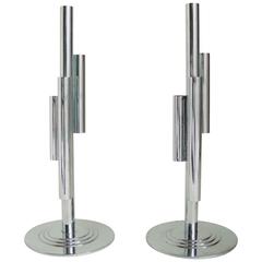 Pair of American Art Deco Chrome Four-Tube Budholders by Gerth & Gerth for Chase