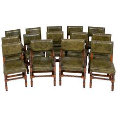 Set of 14 Oak Jacobean Style Chairs