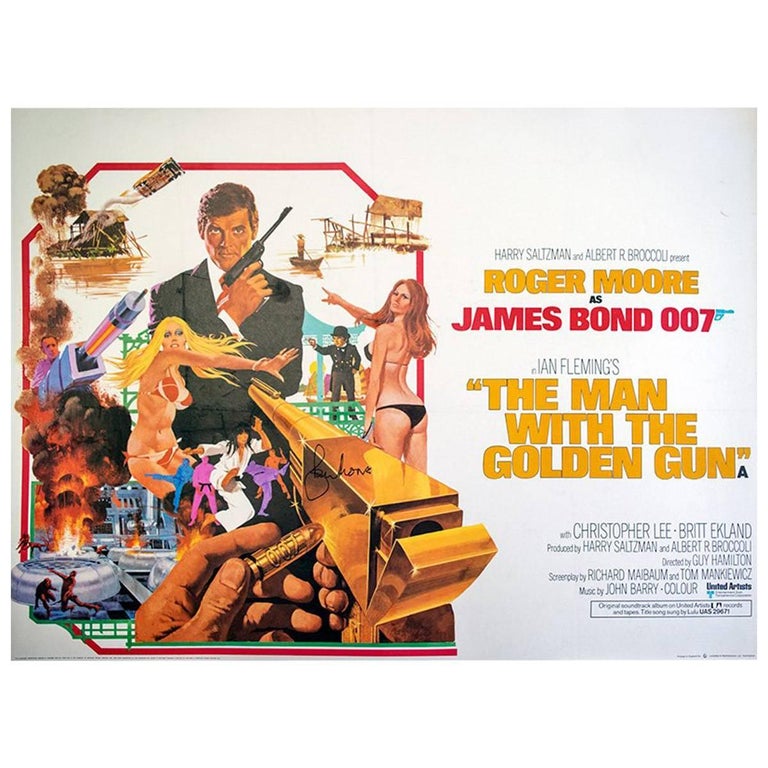 The Hand Signed By Roger Moore, Man With The Golden Gun, Film Poster ...