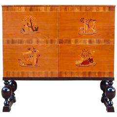 Swedish Art Deco Inlaid Storage Cabinet-Reiners Mobler Mjölby, Sweden, 1943