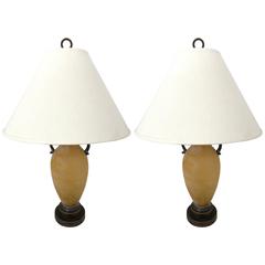 Rare Pair of Scavo Coroso Murano Glass Lamps for Seguso 6