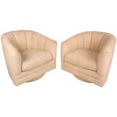 Mid-Century Modern Swivel Lounge Chairs in the Style of Milo Baughman