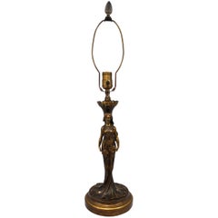 Paul Louchet Foundry French Bronze Figural Art Nouveau Table Lamp