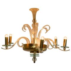 Stunning Italian Mid-Century Modern Murano Chandelier, 1940s 4