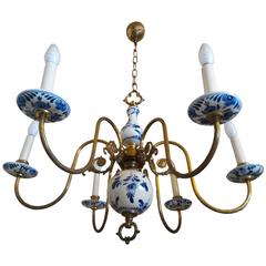 Charming French Provincial Chandelier in Faience de Rouen