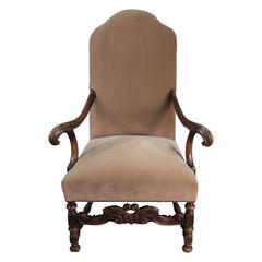 1920s Spanish Revival Armchair with Arched Back