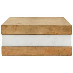 Rectangular Burl Wood Box with Chrome Banding 5