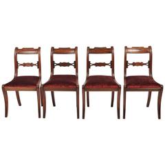 Set of Four Regency Mahogany Sabre Leg Chairs