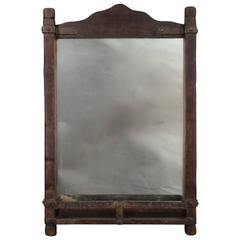 Signed Monterey Gentleman's Mirror with Old Wood Finish