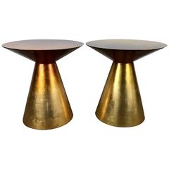 Contemporary Modernist Hourglass Resin Tables or Pedestals, Metallic Gold Finish