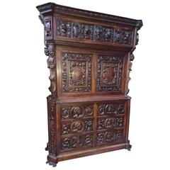 19th Century Impressive Renaissance Hand-Carved Cabinet 9