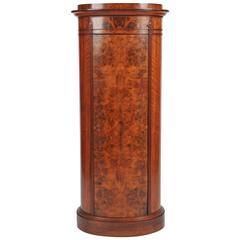 Victorian Burr Walnut Oval Pedestal Cabinet
