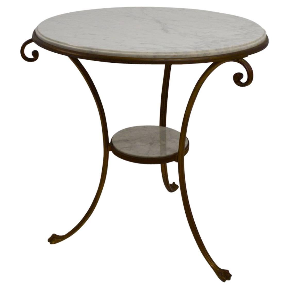 Brass and Marble Gueridon Table