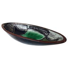 Modernist Kähler Unika Almond-Shaped Bowl by Astrid Tjalk, Denmark, 1950s