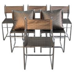 Set of Six Mid-Century Tubular Breuer Style Chrome Chairs