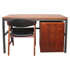 Walnut Architectural Desk and Chair by Directional, 1960s 8
