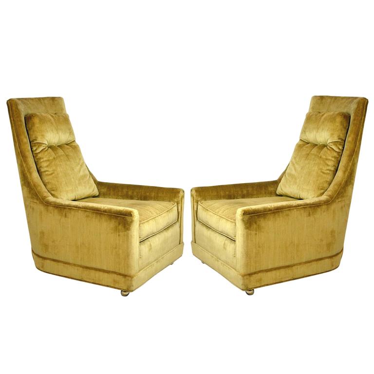 Pair of Hollywood Regency Lounge Chairs For Sale at 1stdibs