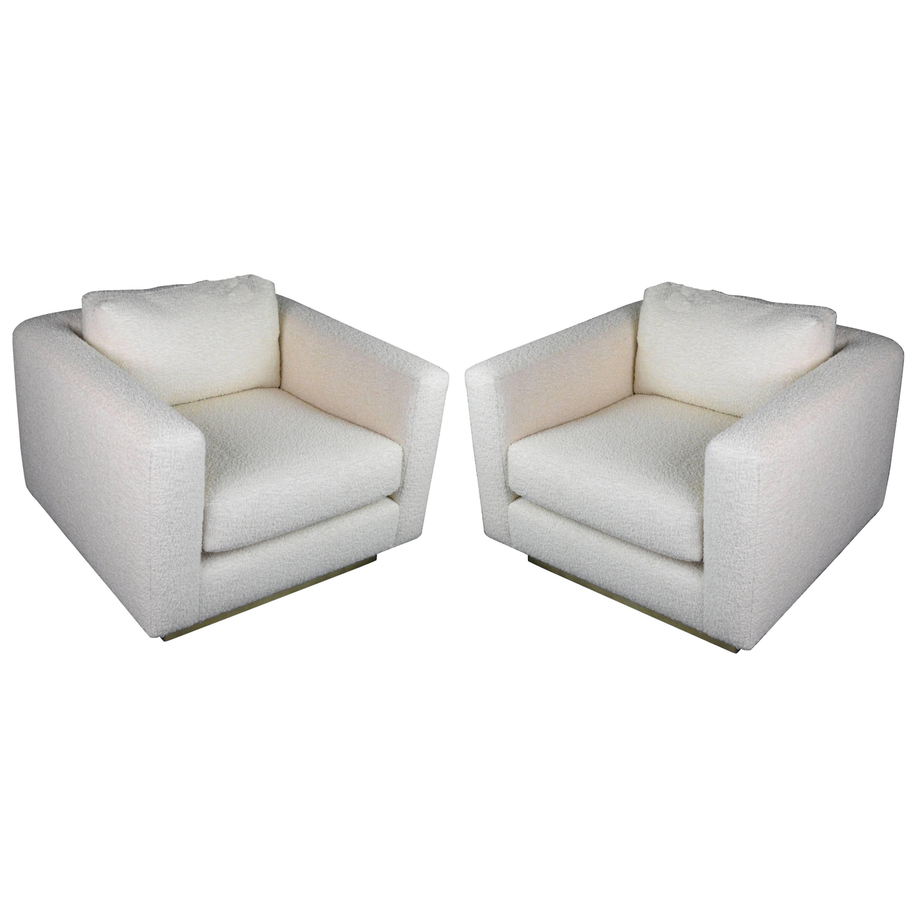 Pair of 1980s Cube Lounge Chairs For Sale