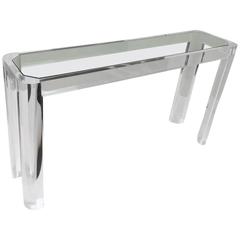 Vintage Acrylic and Glass Console Table by Les Prismatiques