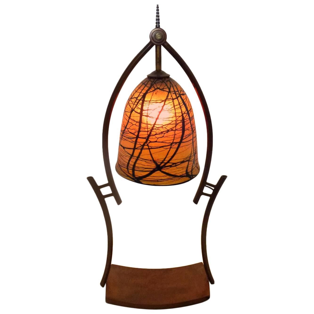 Joe Clearman Contemporary Studio Art Glass Table Lamp For Sale