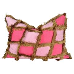 Haute Couture Designers Cushion / Pillow, Bicolor Pink Patchwork