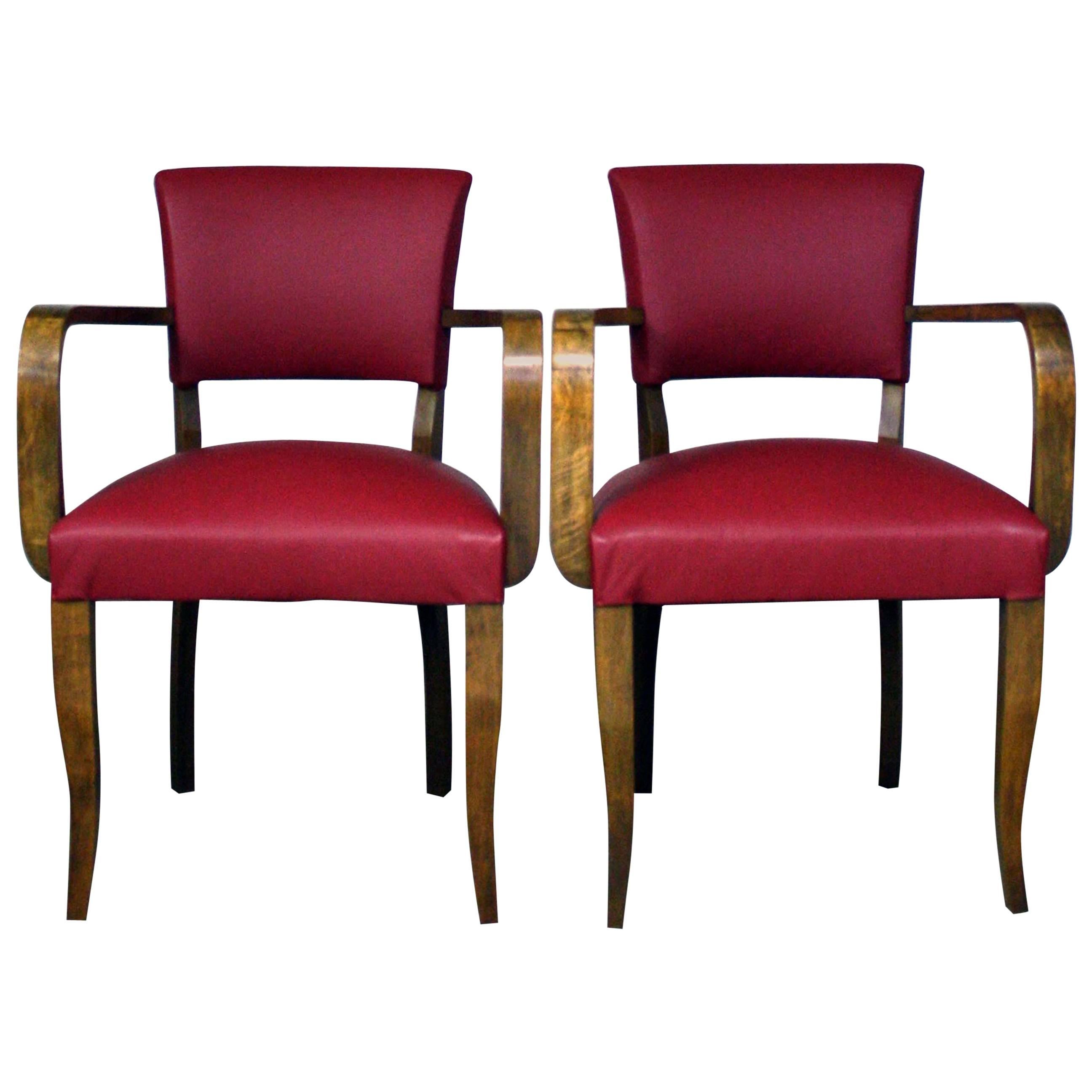 1930s Reupholstered Leather Bridge Chairs