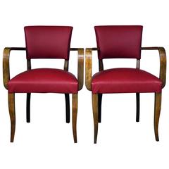 Vintage 1930s Reupholstered Leather Bridge Chairs