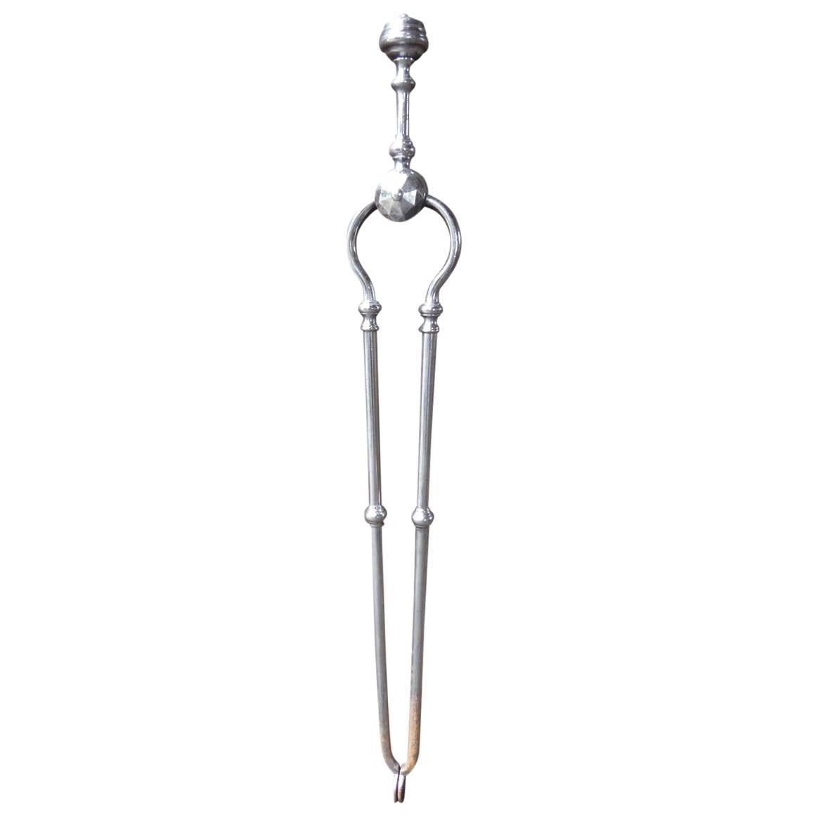 19th Century English Fire Tongs, Fireplace Tongs For Sale