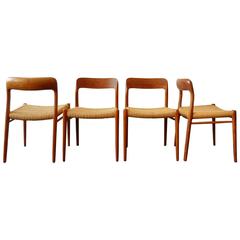 Set of Four Chairs by Niels O. Møller. Model '75', Denmark, 1960s